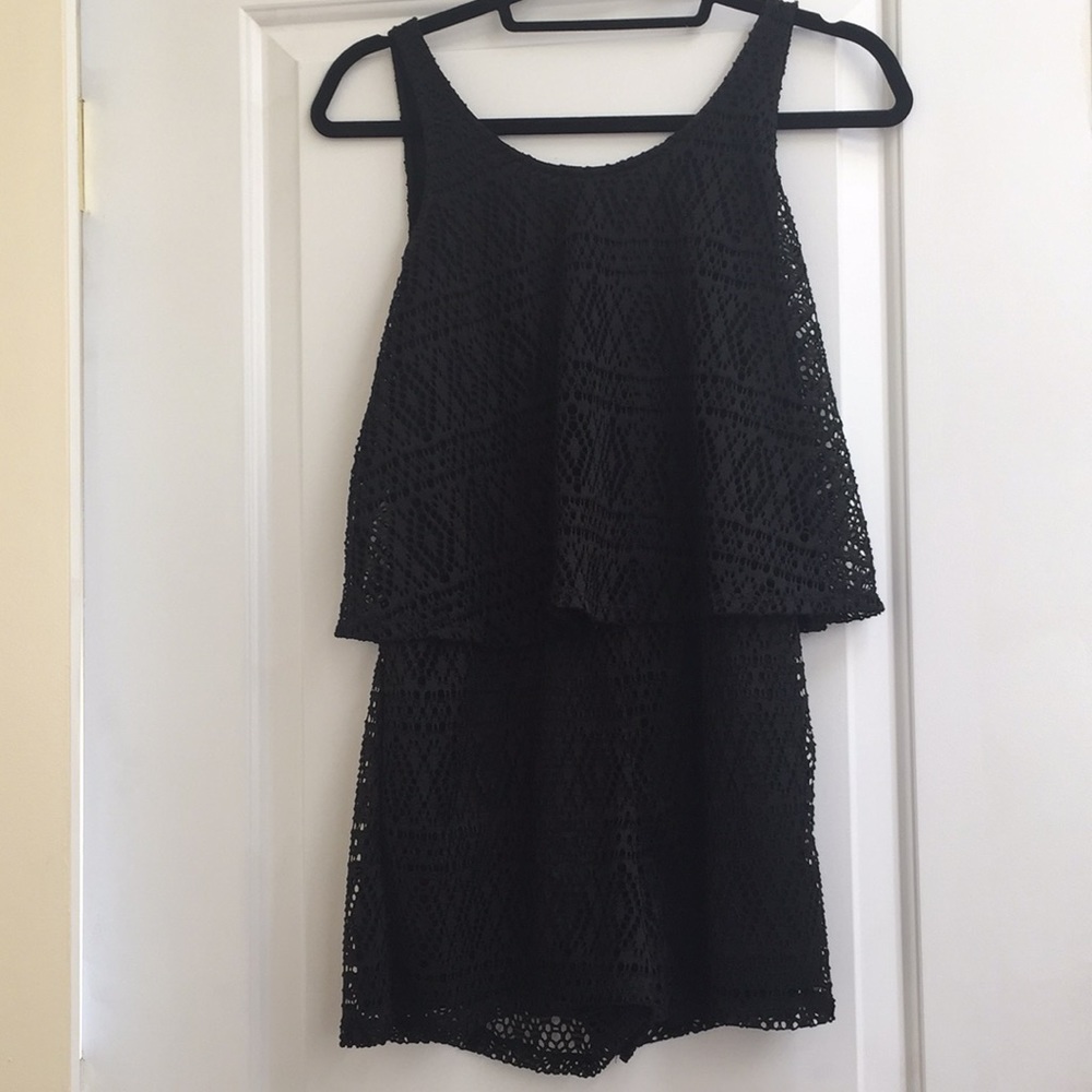 Express Black Crochet Romper